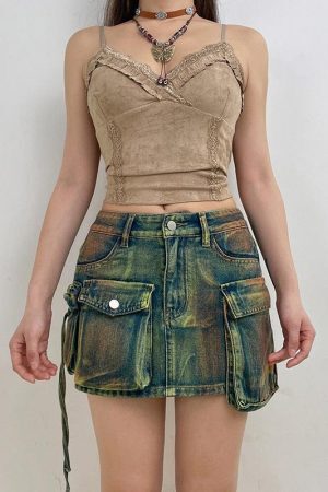 Style Core Aesthetics, New Style Trends - Cargo Denim Mini Skirt