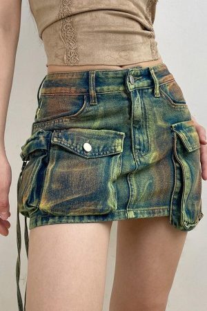Style Core Aesthetics, New Style Trends - Cargo Denim Mini Skirt