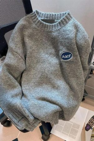 Style Core Aesthetics, New Style Trends - Cartoon Embroidered Knitted Sweater