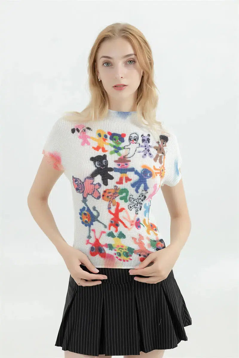 Style Core Aesthetics, New Style Trends - Cartoon Figures Printed Top