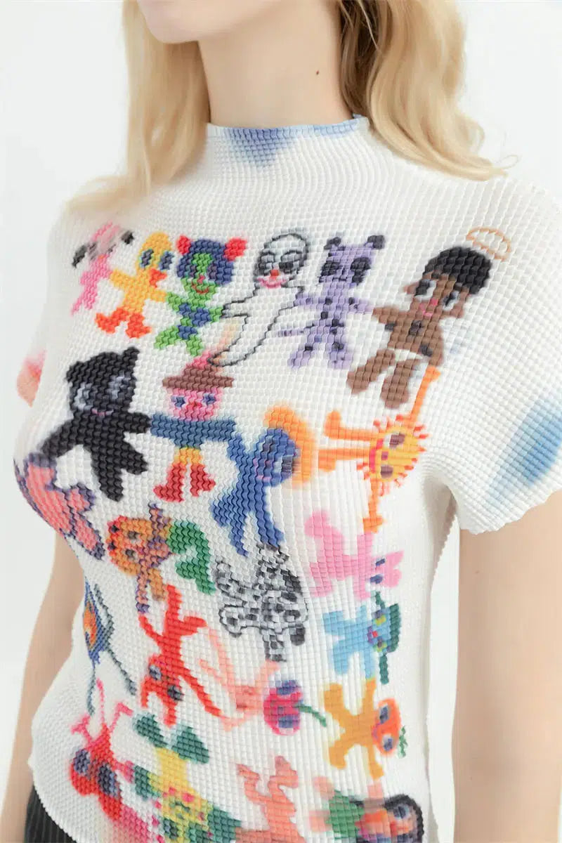 Style Core Aesthetics, New Style Trends - Cartoon Figures Printed Top Style Core Aesthetics, New Style Trends - Cartoon Figures Printed Top