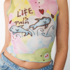 Style Core Aesthetics, New Style Trends - Cartoon Print Mesh Tank Top