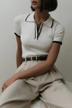 Style Core Aesthetics, New Style Trends - Casual Contrast Corduroy Top