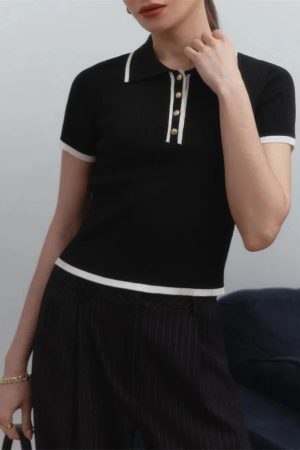 Style Core Aesthetics, New Style Trends - Casual Contrast Corduroy Top