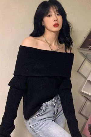 Style Core Aesthetics, New Style Trends - Casual Off Shoulder Knitted Sweater