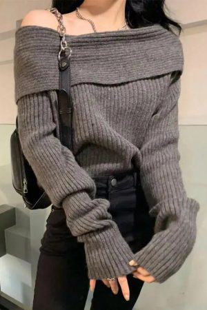 Style Core Aesthetics, New Style Trends - Casual Off Shoulder Knitted Sweater