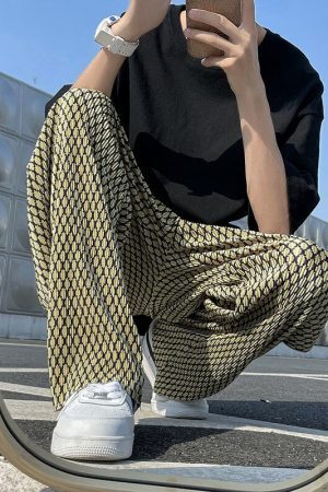 Style Core Aesthetics, New Style Trends - Casual Plaid Ice Silk Pants
