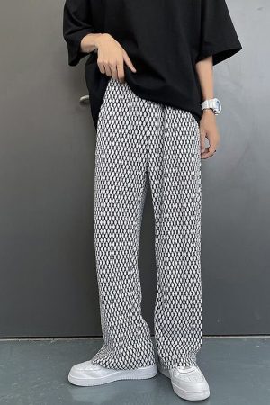 Style Core Aesthetics, New Style Trends - Casual Plaid Ice Silk Pants
