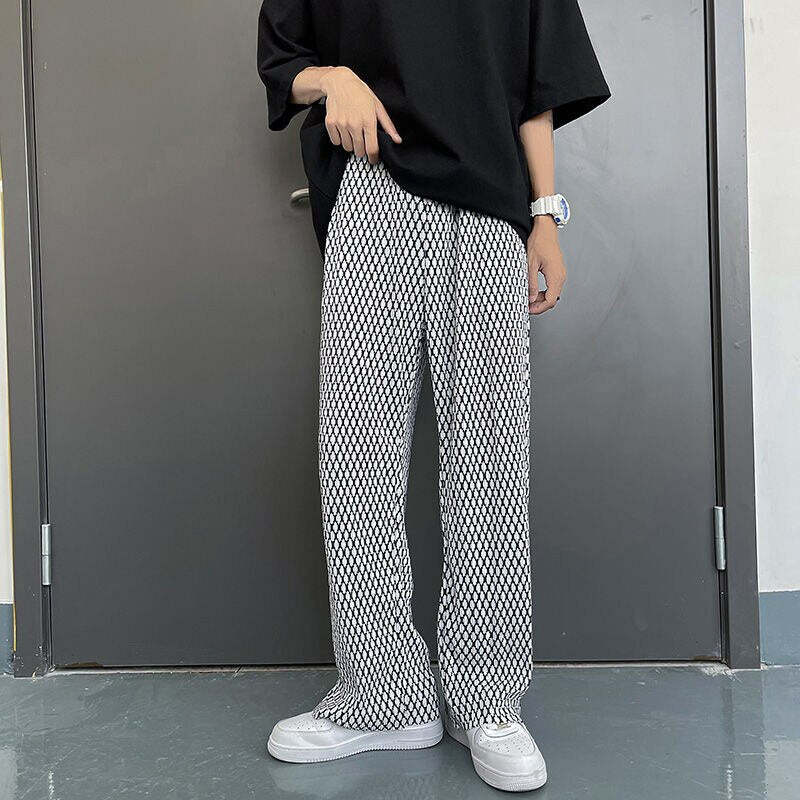 Style Core Aesthetics, New Style Trends - Casual Plaid Ice Silk Pants