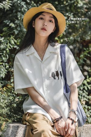 Style Core Aesthetics, New Style Trends - Cat Embroidered Shirt