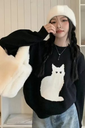 Style Core Aesthetics, New Style Trends - Cat Sweater