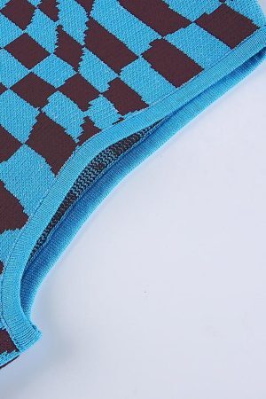 Style Core Aesthetics, New Style Trends - Checkered Print Crop Tank Top