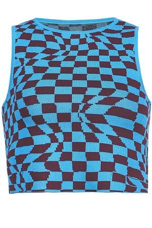 Style Core Aesthetics, New Style Trends - Checkered Print Crop Tank Top