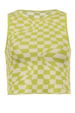 Style Core Aesthetics, New Style Trends - Checkered Print Crop Tank Top