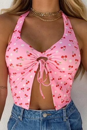 Style Core Aesthetics, New Style Trends - Cherry Blossom Halter Top