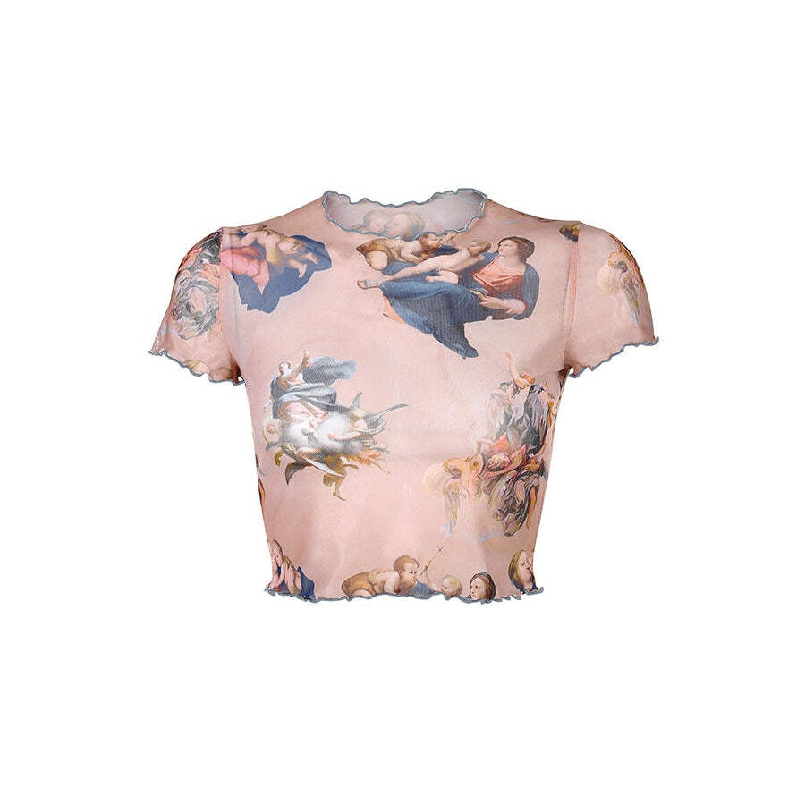 Style Core Aesthetics, New Style Trends - Cherub Print Crop Top