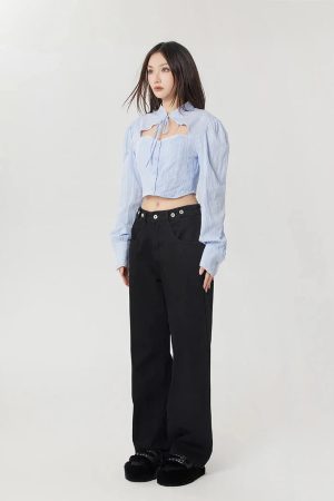 Style Core Aesthetics, New Style Trends - Classiccore Cut Out Crop Shirt