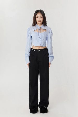 Style Core Aesthetics, New Style Trends - Classiccore Cut Out Crop Shirt