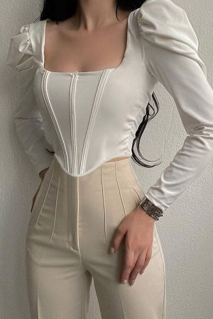 Style Core Aesthetics, New Style Trends - Coffee Cream Corset Top