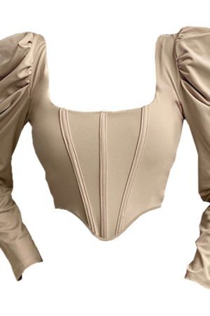 Style Core Aesthetics, New Style Trends - Coffee Cream Corset Top