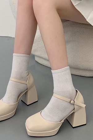 Style Core Aesthetics, New Style Trends - Coffee Cream Platform Heels