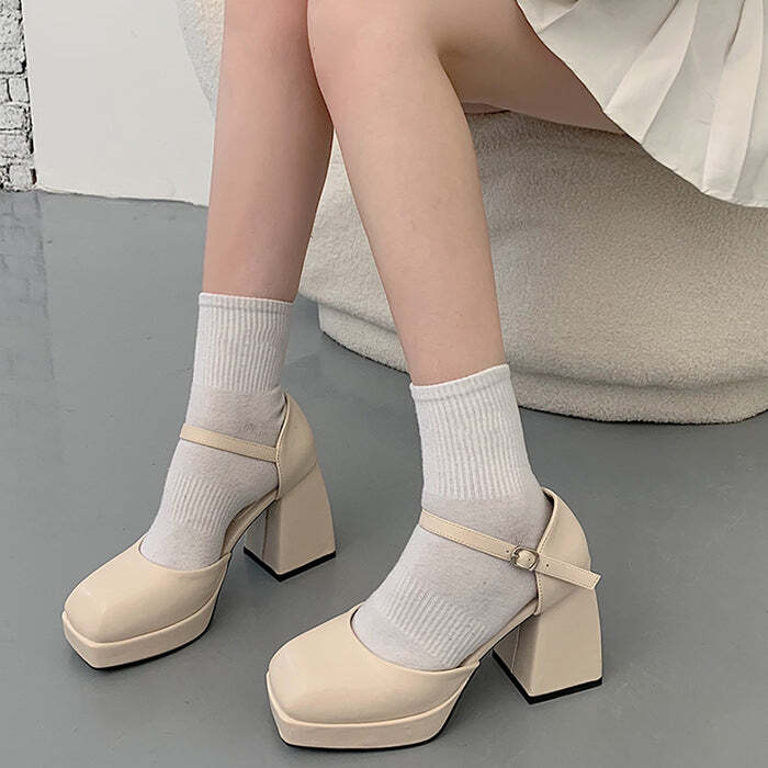 Style Core Aesthetics, New Style Trends - Coffee Cream Platform Heels