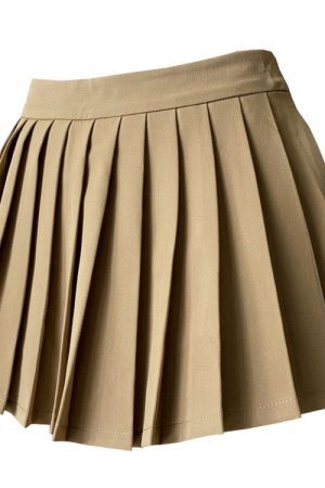 Style Core Aesthetics, New Style Trends - Coffee Cream Pleated Skirt