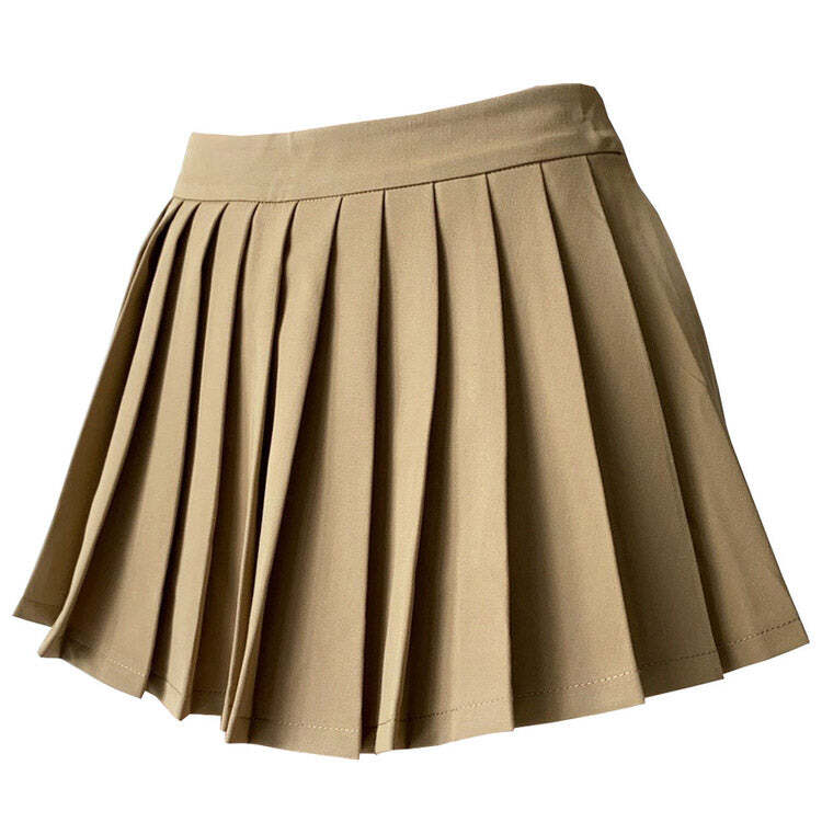Style Core Aesthetics, New Style Trends - Coffee Cream Pleated Skirt