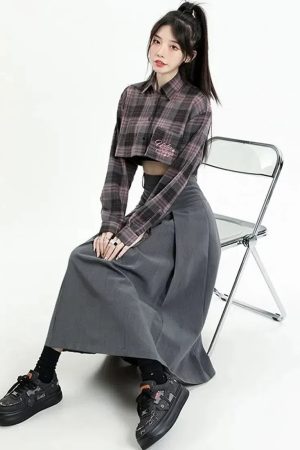 Style Core Aesthetics, New Style Trends - College Girl Pleated A-Line Midi Skirt