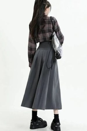 Style Core Aesthetics, New Style Trends - College Girl Pleated A-Line Midi Skirt