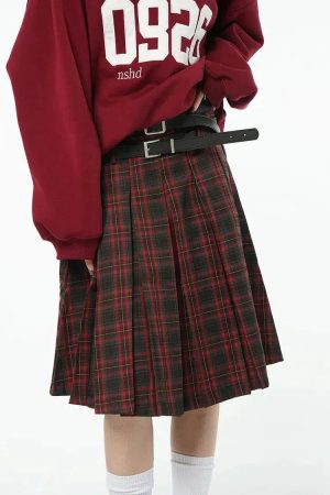 Style Core Aesthetics, New Style Trends - College Style A-Line Skater Midi Skirt