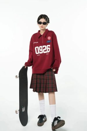 Style Core Aesthetics, New Style Trends - College Style A-Line Skater Midi Skirt