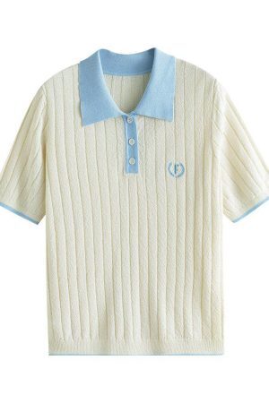 Style Core Aesthetics, New Style Trends - College Style Short Sleeve Sweater