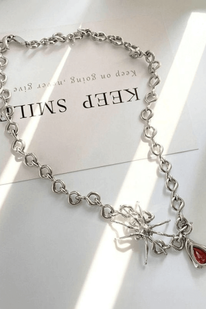 Style Core Aesthetics, New Style Trends - Collier Chaîne Pendentif Goutte d'Araignée