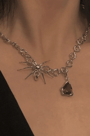 Style Core Aesthetics, New Style Trends - Collier Chaîne Pendentif Goutte d'Araignée