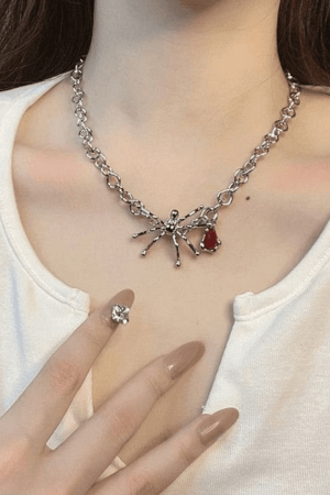 Style Core Aesthetics, New Style Trends - Collier Chaîne Pendentif Goutte d'Araignée