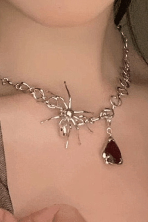 Style Core Aesthetics, New Style Trends - Collier Chaîne Pendentif Goutte d'Araignée