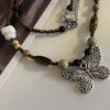 Style Core Aesthetics, New Style Trends - Collier papillon en pierre de perles vintage
