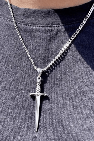 Style Core Aesthetics, New Style Trends - Collier pendentif poignard squelette punk