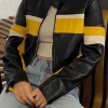 Style Core Aesthetics, New Style Trends - Color Block Cropped Pu Leather Moto Jacket