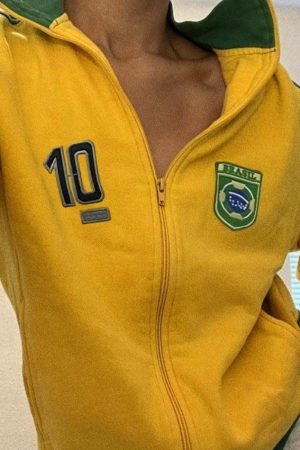 Style Core Aesthetics, New Style Trends - Color Block Embroidery Collar Neck Jacket