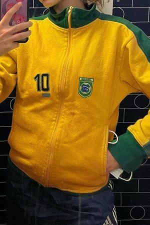 Style Core Aesthetics, New Style Trends - Color Block Embroidery Collar Neck Jacket