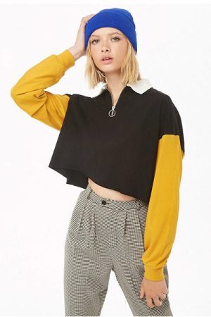 Style Core Aesthetics, New Style Trends - Color Block Zip Up Tee