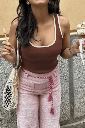 Style Core Aesthetics, New Style Trends - Contrast Color U Neck Tank Top