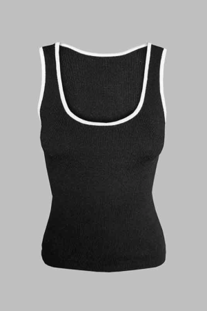 Style Core Aesthetics, New Style Trends - Contrast Color U Neck Tank Top