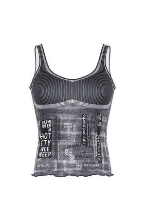 Style Core Aesthetics, New Style Trends - Contrast Letter Stripe Tank Top