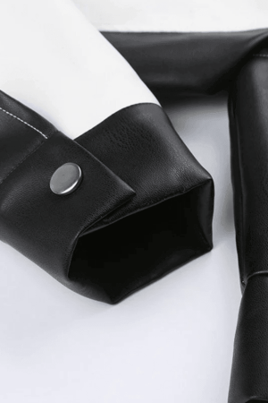 Style Core Aesthetics, New Style Trends - Contrast Pu Leather Cropped Moto Jacket