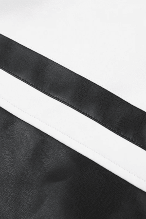 Style Core Aesthetics, New Style Trends - Contrast Pu Leather Cropped Moto Jacket