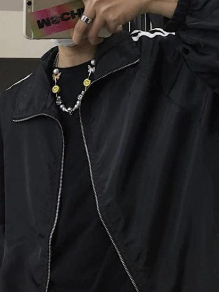 Style Core Aesthetics, New Style Trends - Contrast Stripe Zip Up Jacket Style Core Aesthetics, New Style Trends - Contrast Stripe Zip Up Jacket