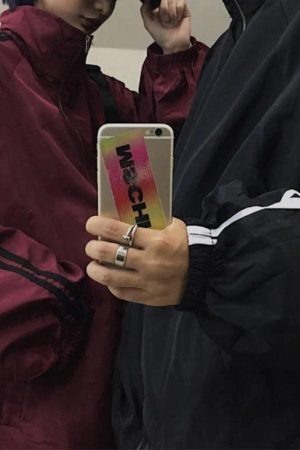 Style Core Aesthetics, New Style Trends - Contrast Stripe Zip Up Jacket